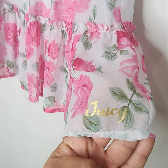 Juicy Couture Floral Pink White Blouse Sz 3T - Picture 3 of 9